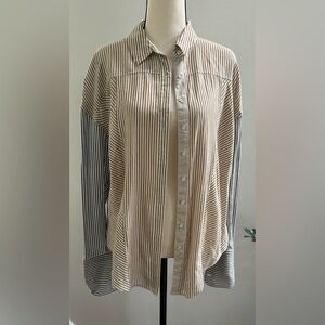 Free People Button Down Oversized Striped Shirt size Small